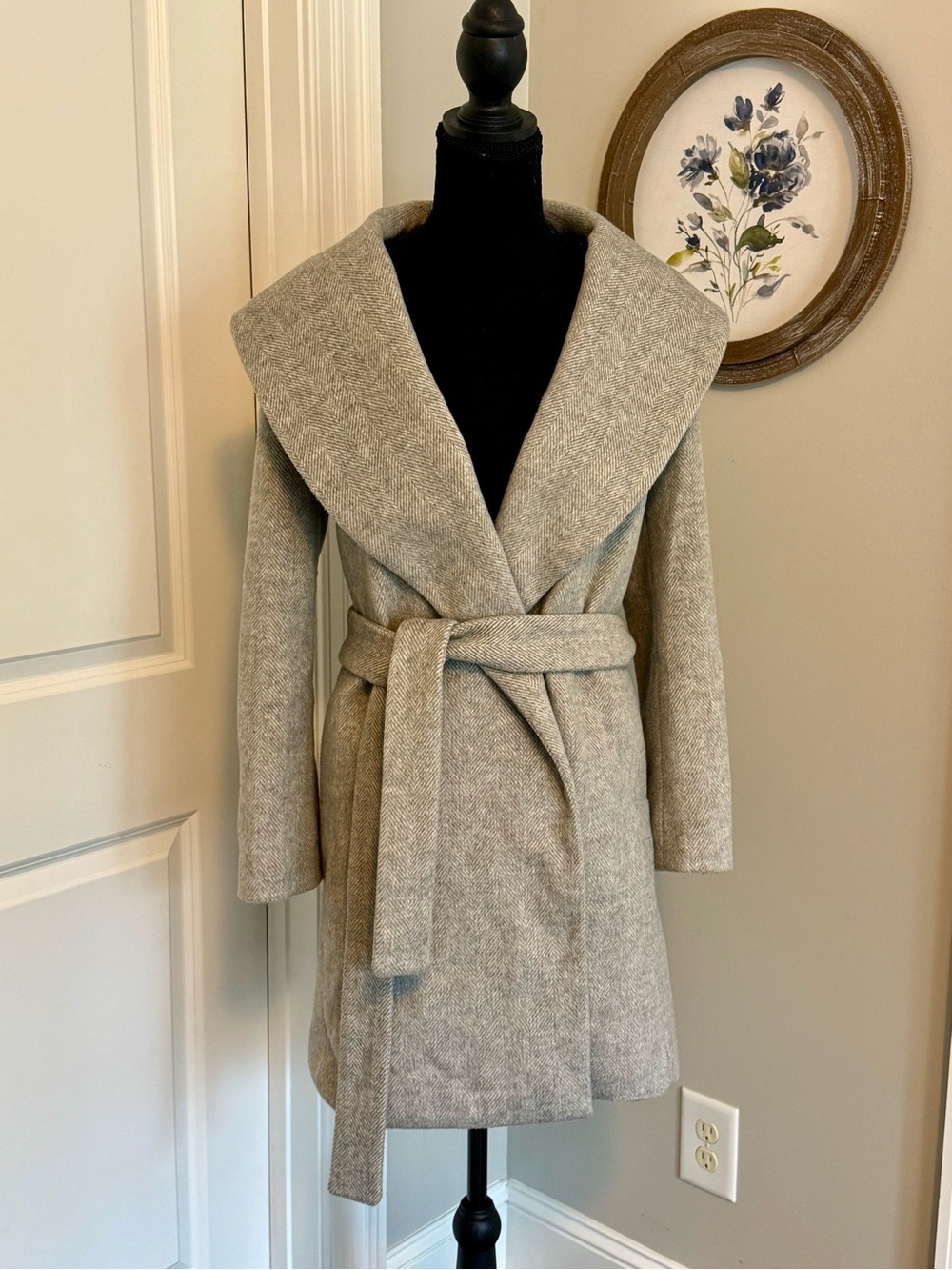 Ann Taylor Grey Wrap Trench Coat